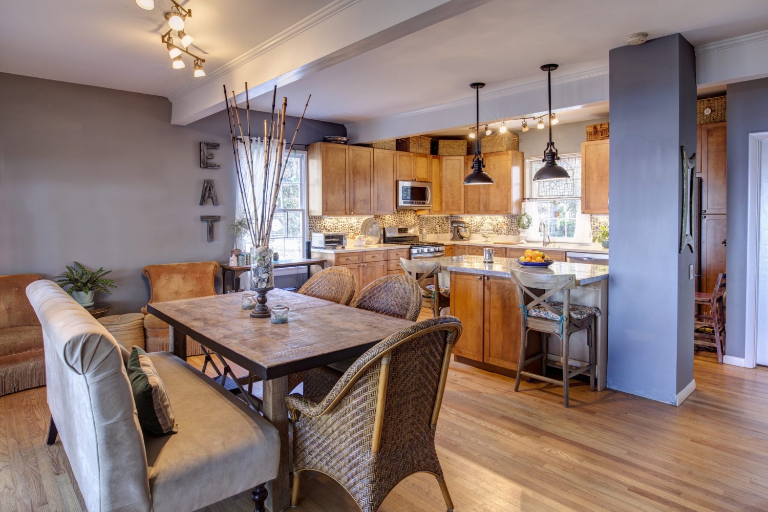 New home remodel with new kitchen and diningroom in eclectic style